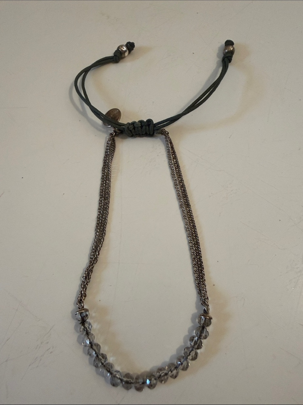 Stella & Dot Bohemian • Pull String Crystal&Silver